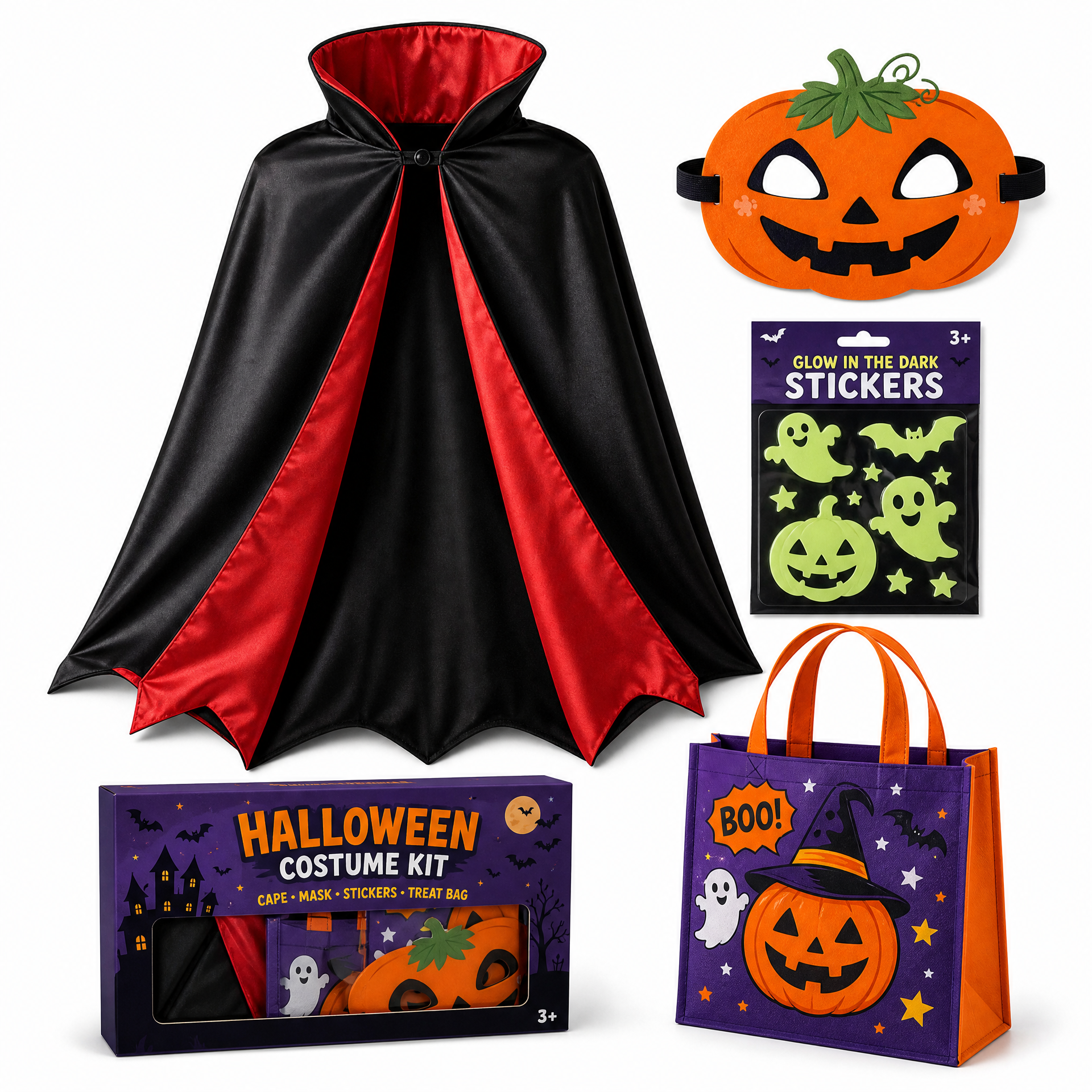 Kit de costume Halloween – cape, masque et accessoires