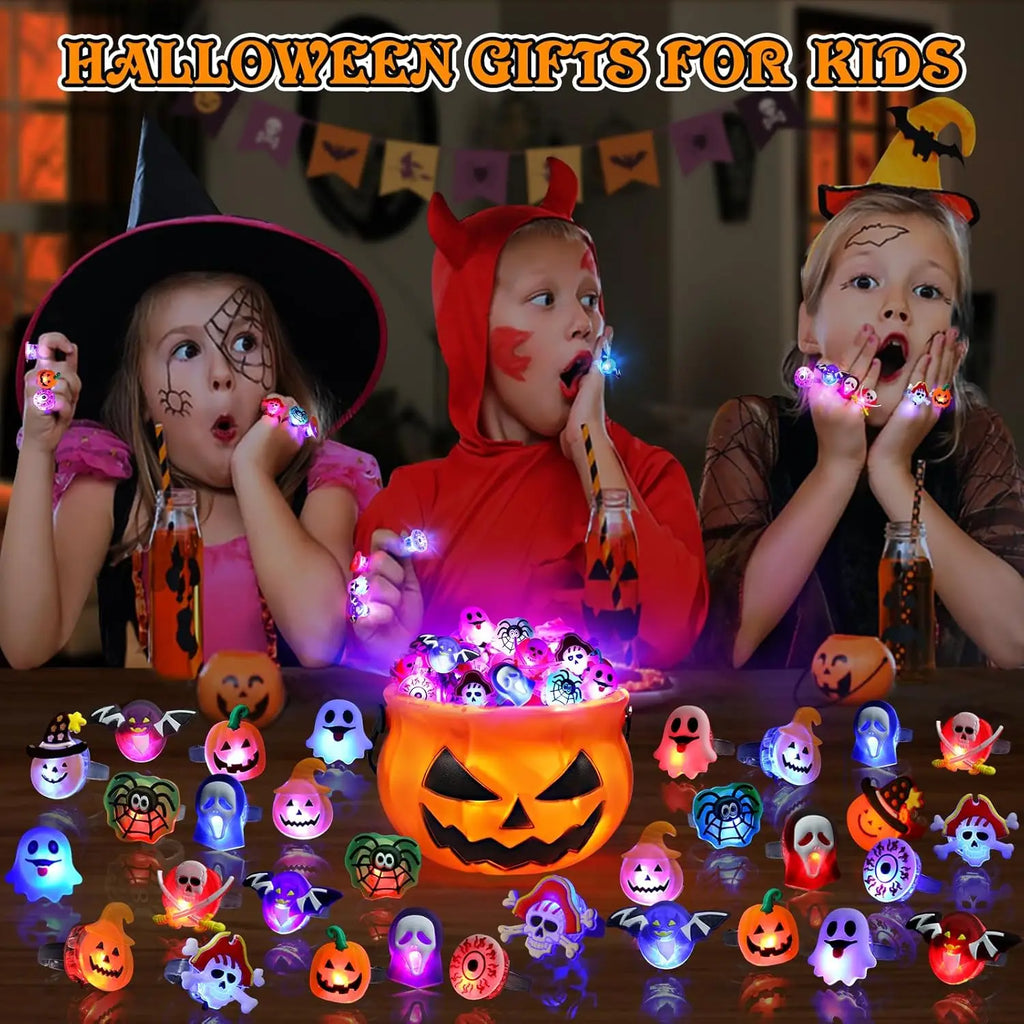 Halloween LED Light-Up Rings – 20 Pack 🎃💡