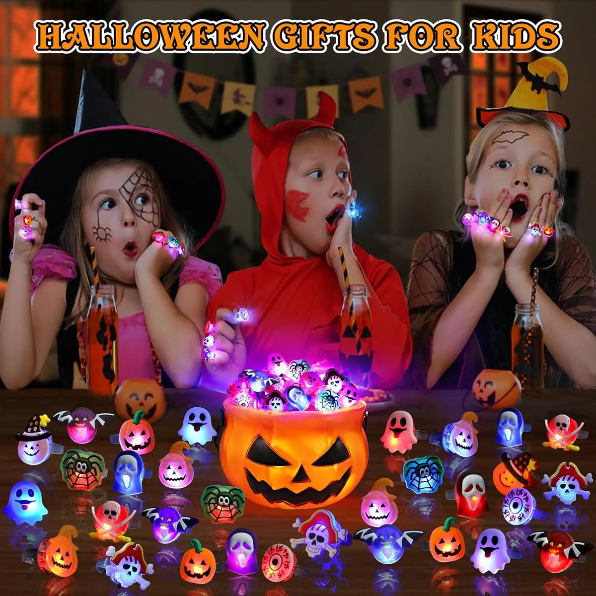 Halloween LED Light-Up Rings – 20 Pack 🎃💡