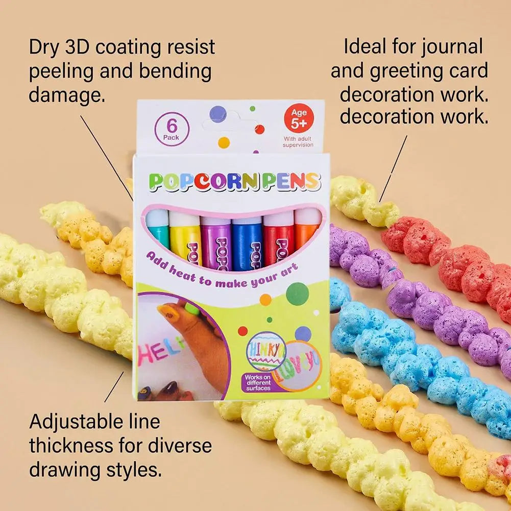 Magic Popcorn Pens – 3D Puffy Paint Set