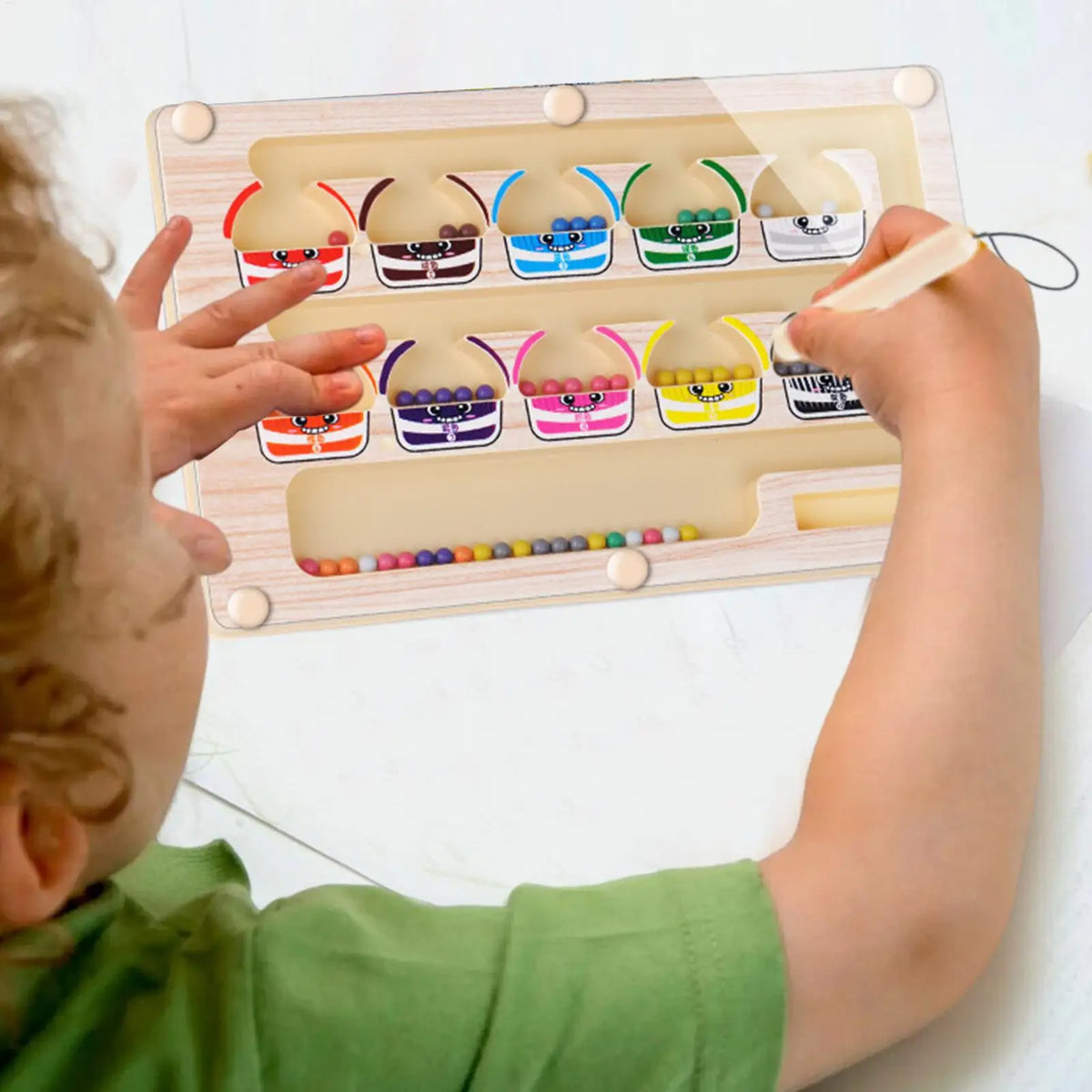 Wooden Montessori Magnetic Color & Number Maze