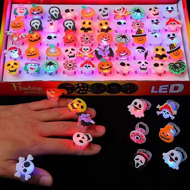 Halloween LED Light-Up Rings – 20 Pack 🎃💡
