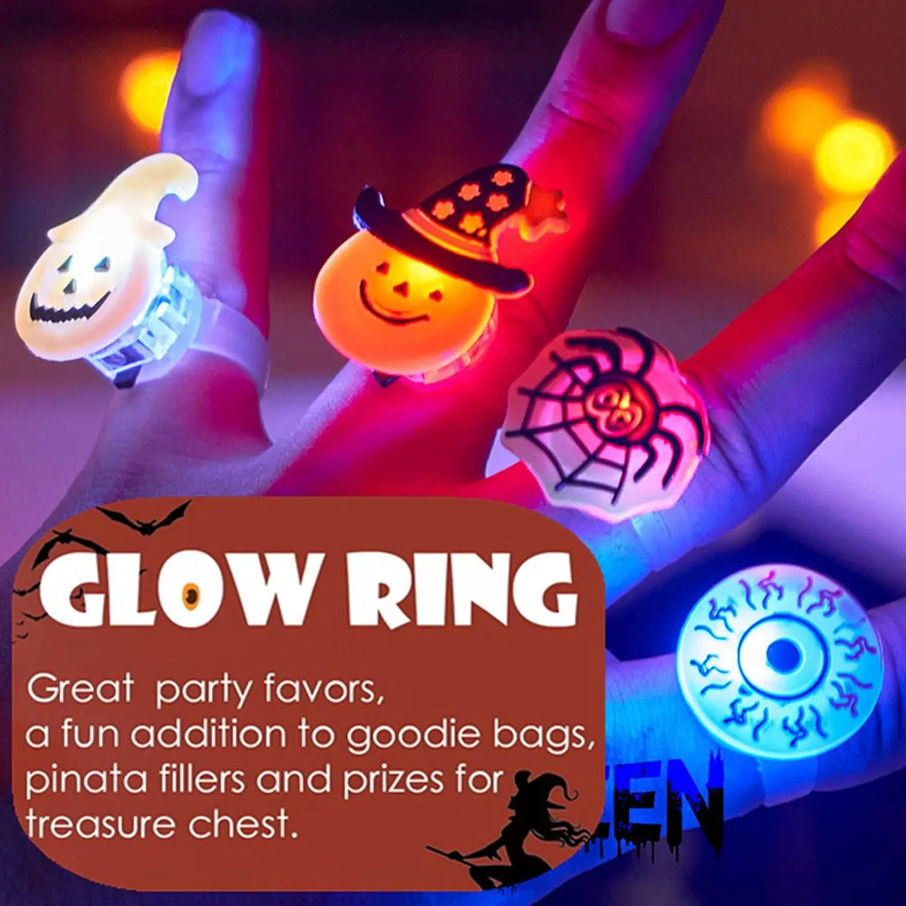 Halloween LED Light-Up Rings – 20 Pack 🎃💡