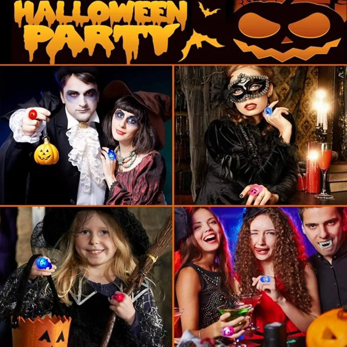 Halloween LED Light-Up Rings – 20 Pack 🎃💡