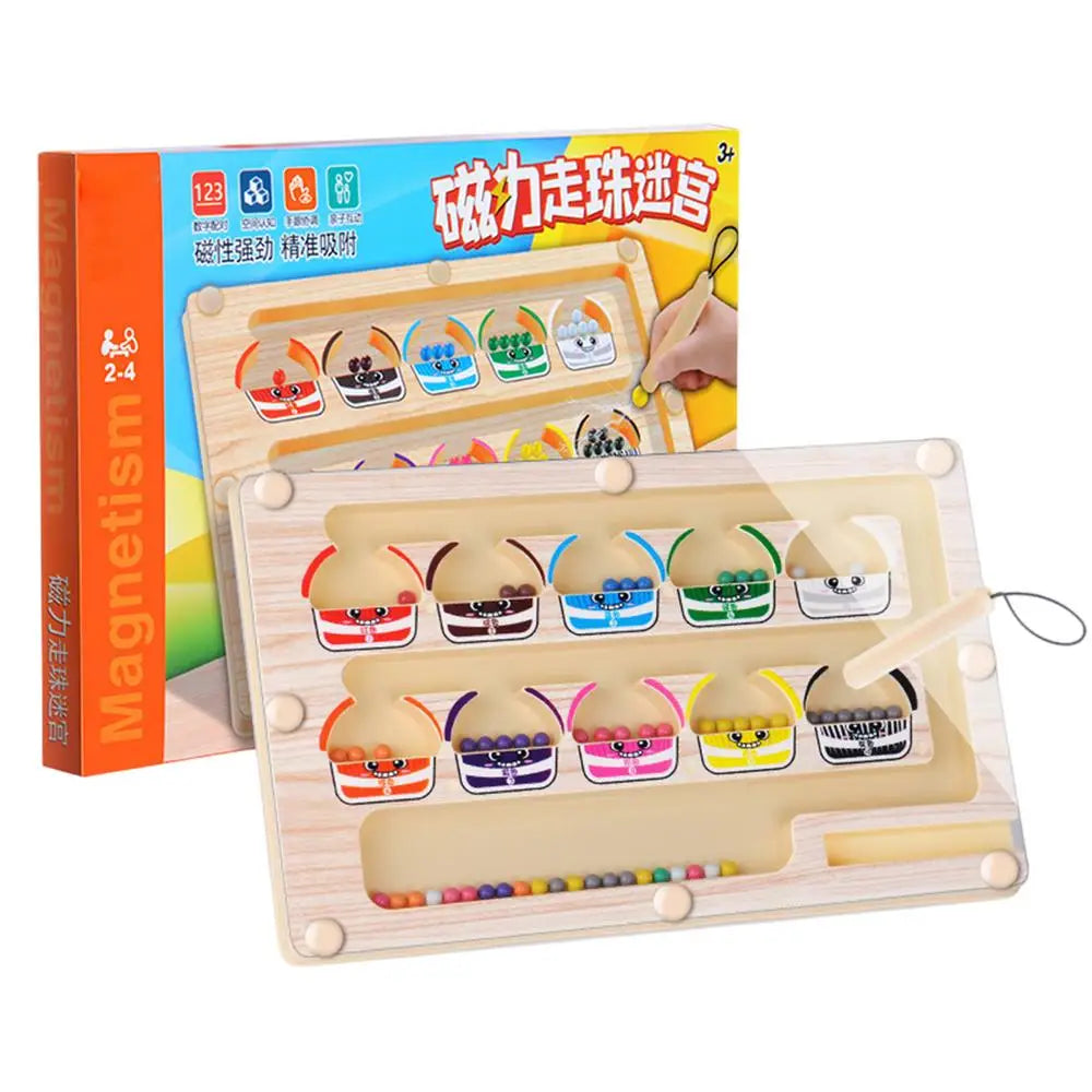 Wooden Montessori Magnetic Color & Number Maze