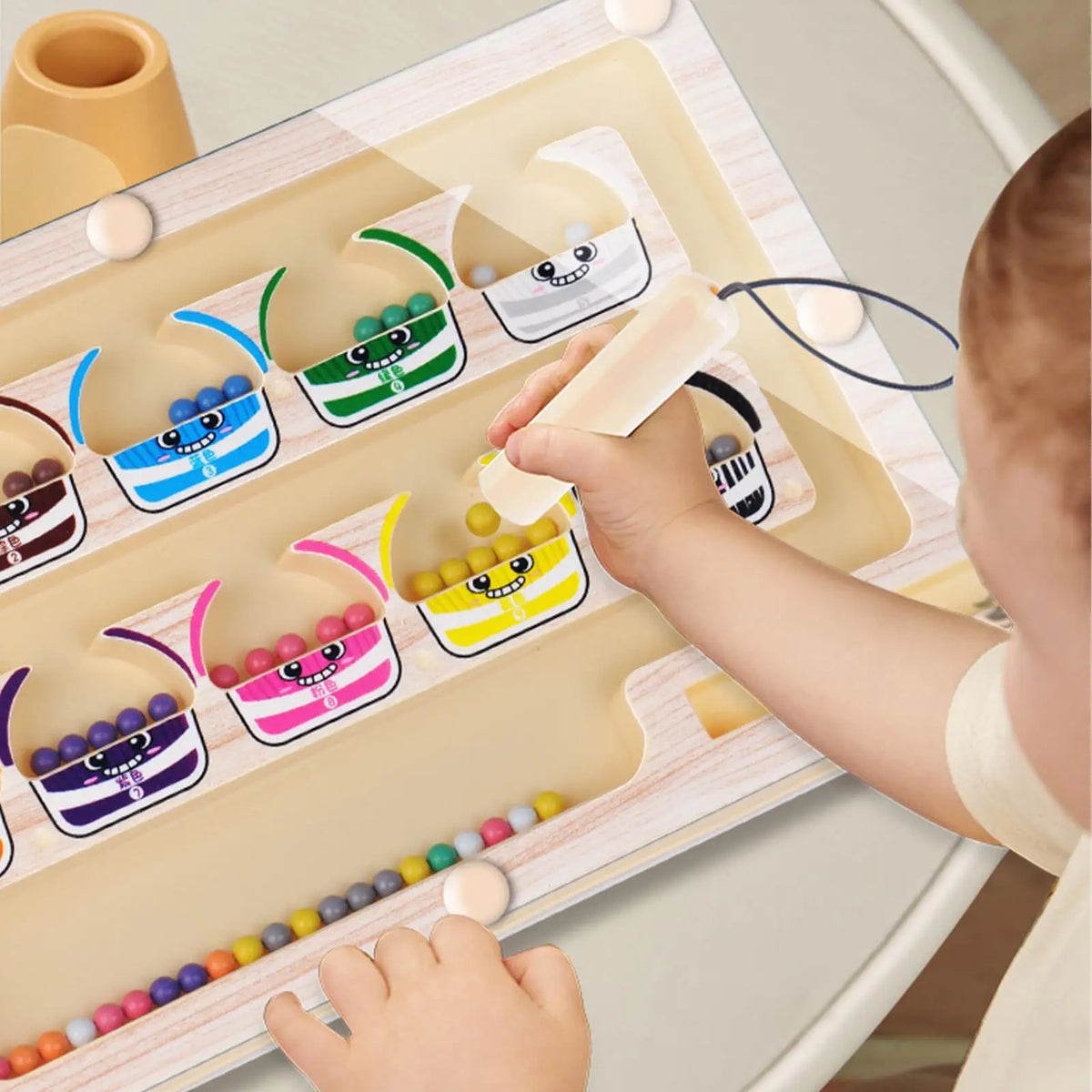 Wooden Montessori Magnetic Color & Number Maze