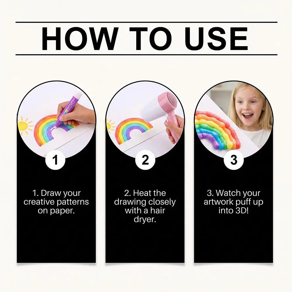 Magic Popcorn Pens – 3D Puffy Paint Set