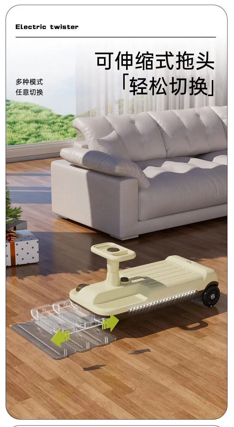 Kids’ Electric Wiggle Car – Ride-On Twister Scooter with Cleaning Attachment