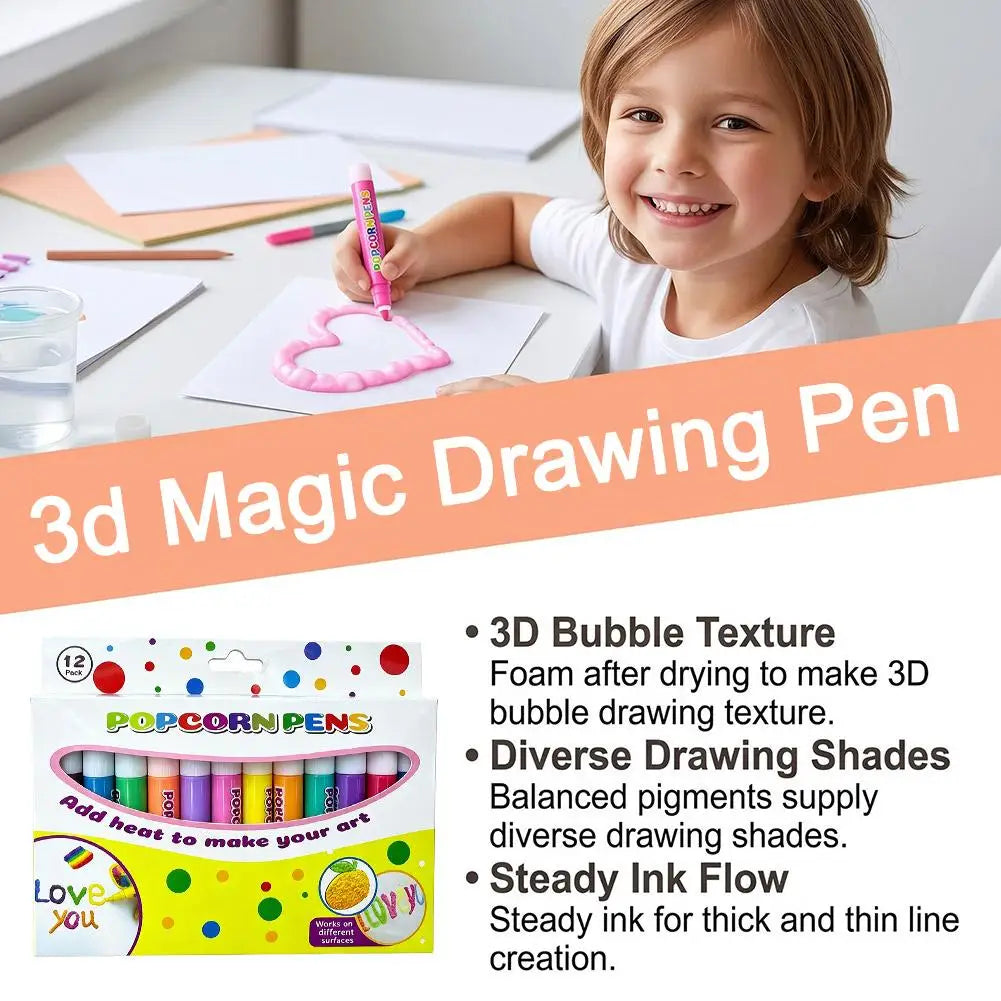 Magic Popcorn Pens – 3D Puffy Paint Set