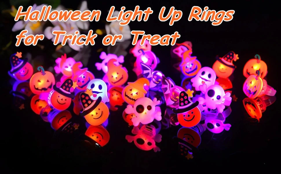 Halloween LED Light-Up Rings – 20 Pack 🎃💡