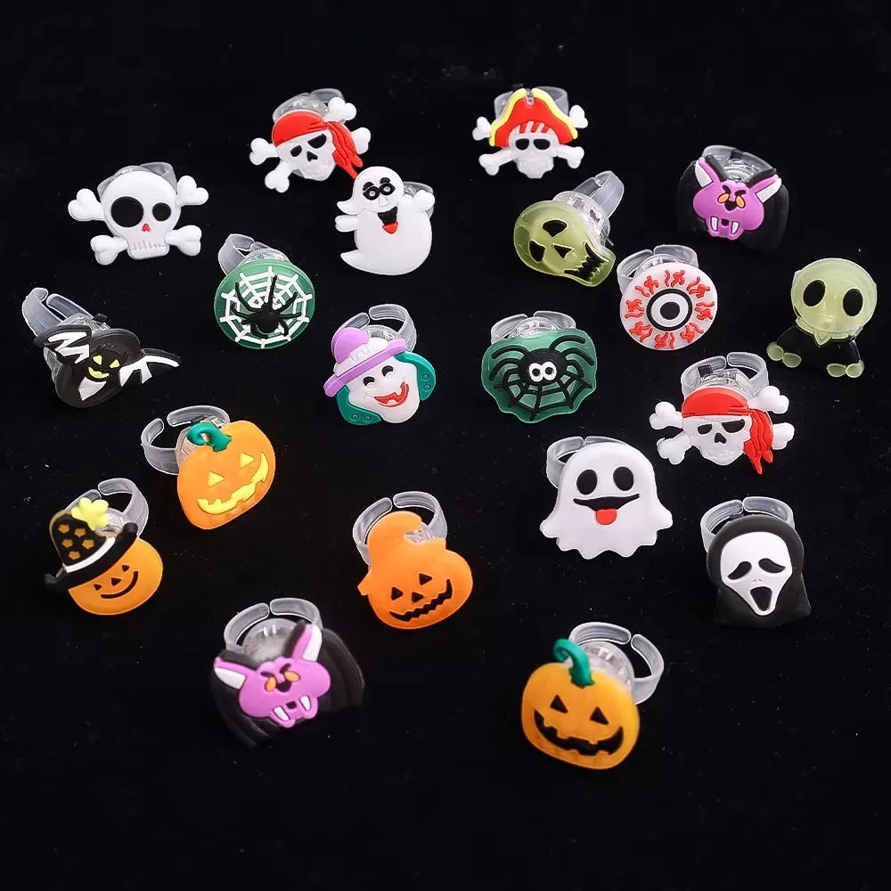 Halloween LED Light-Up Rings – 20 Pack 🎃💡