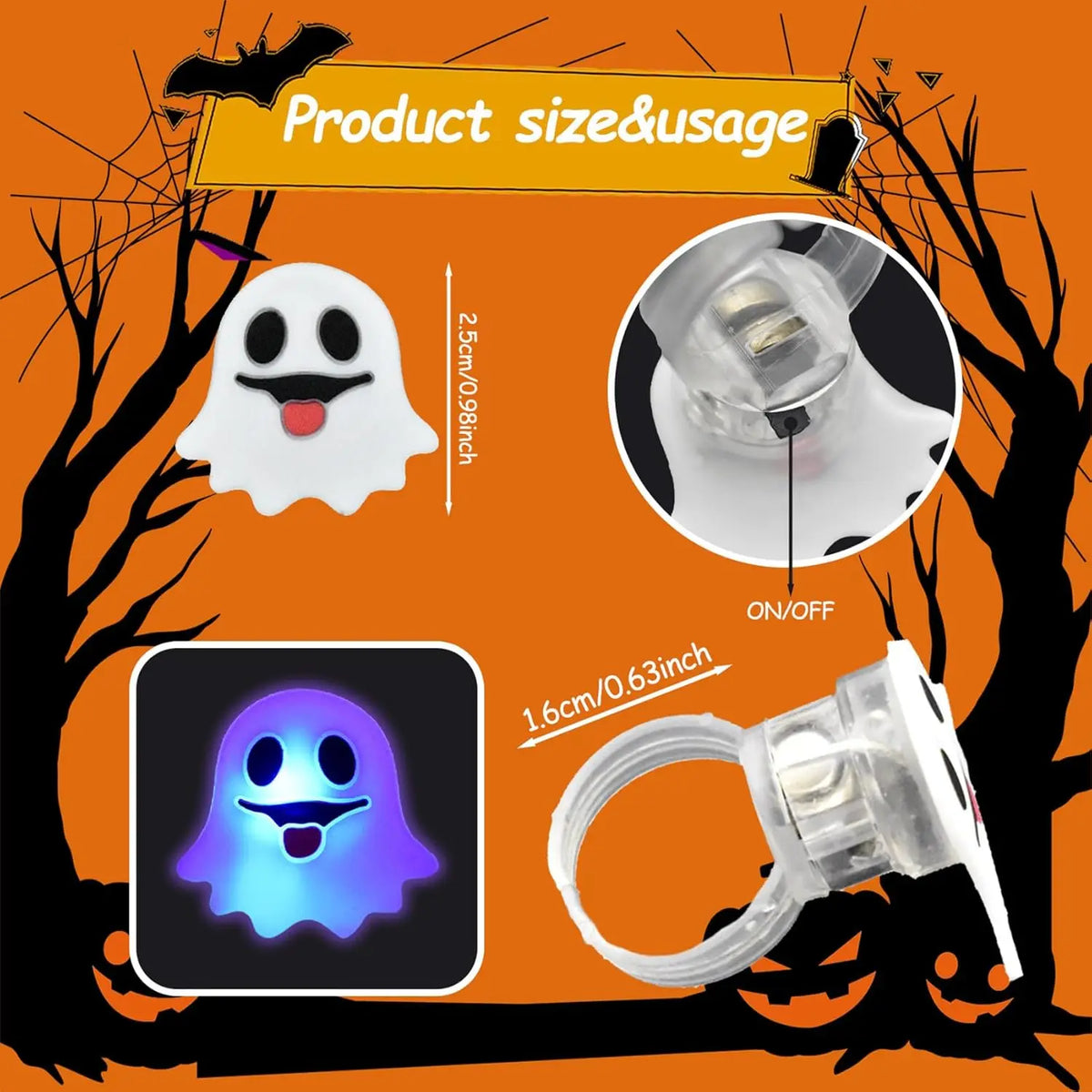 Halloween LED Light-Up Rings – 20 Pack 🎃💡