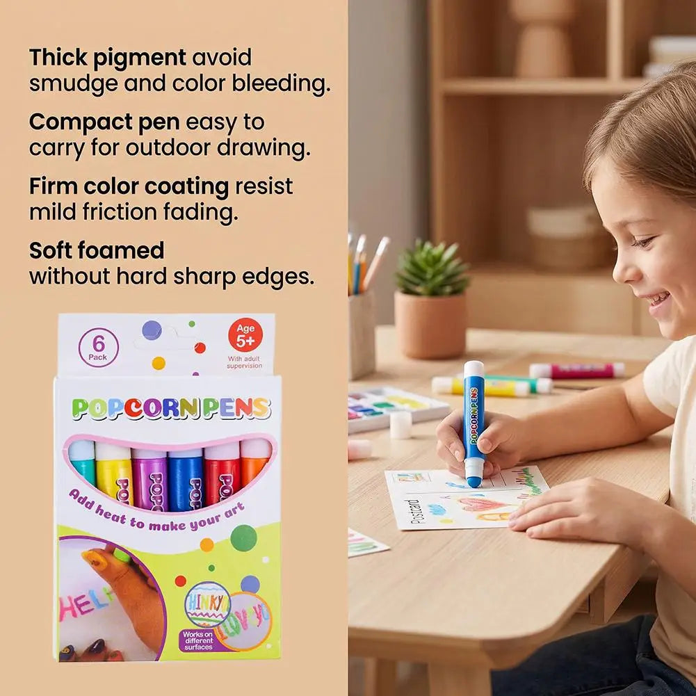 Magic Popcorn Pens – 3D Puffy Paint Set