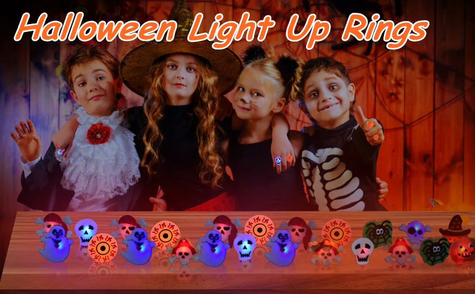 Halloween LED Light-Up Rings – 20 Pack 🎃💡
