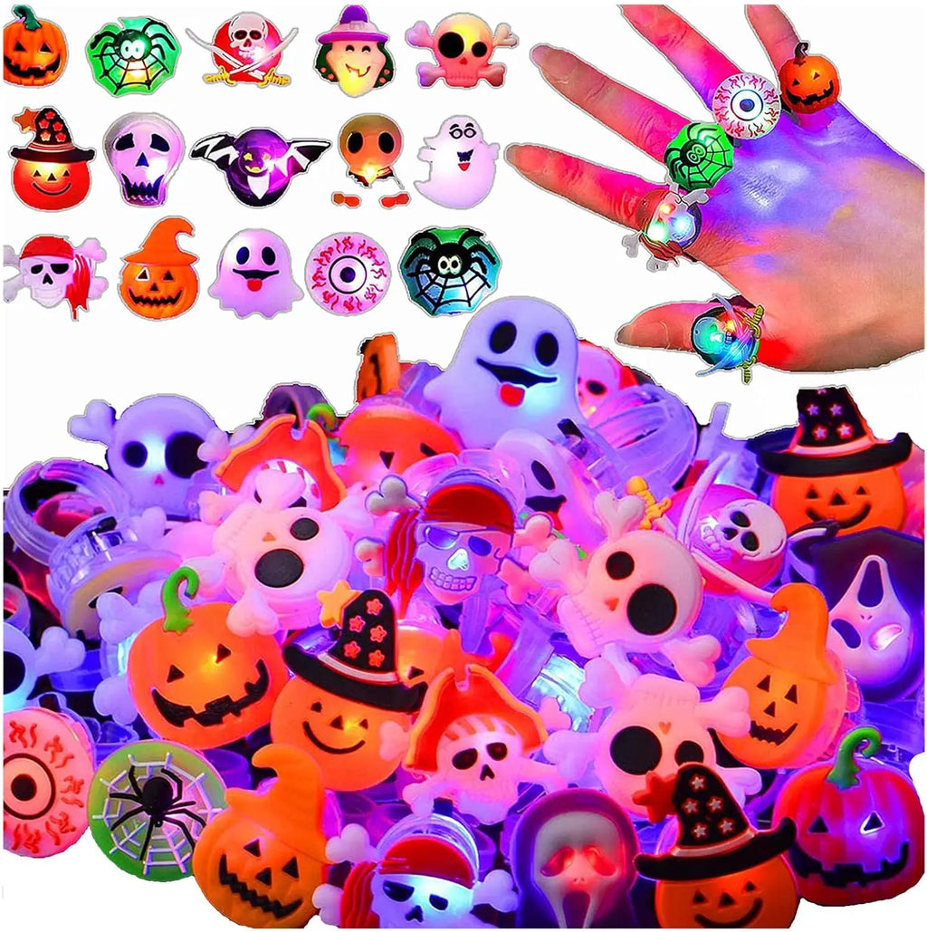 Halloween LED Light-Up Rings – 20 Pack 🎃💡