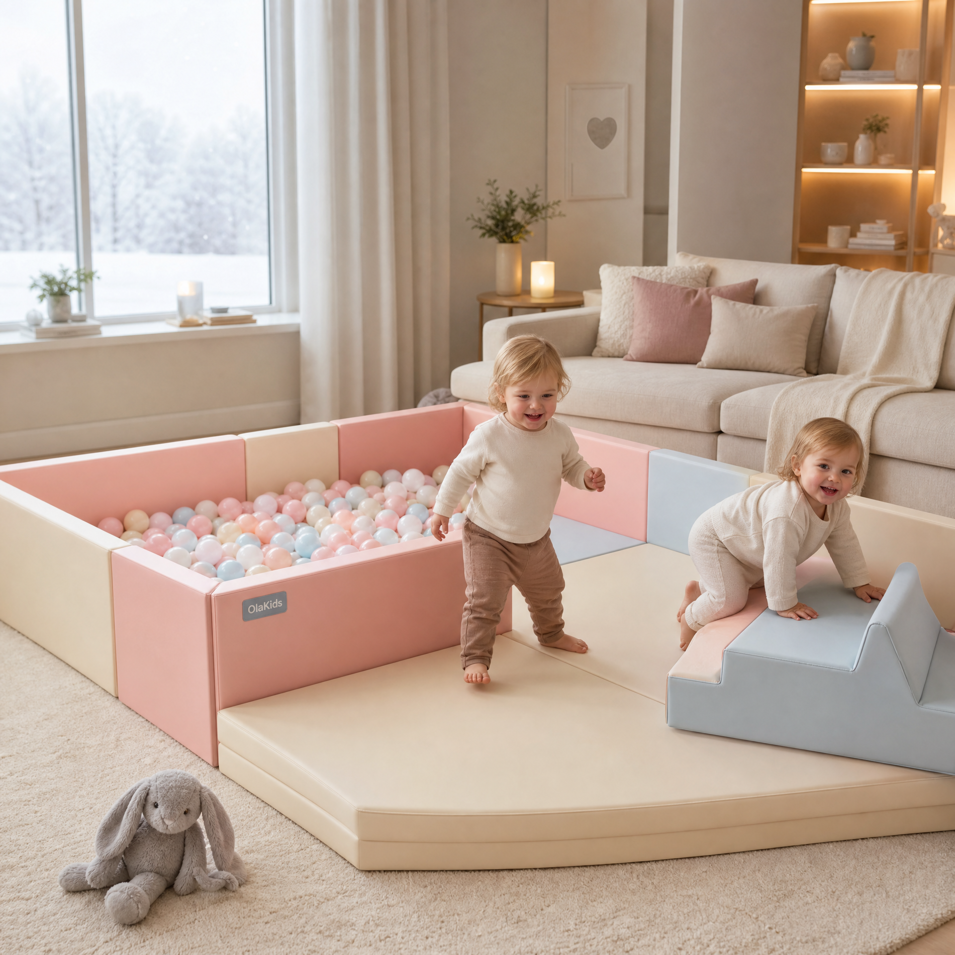 Tapis de jeu pliable en mousse avec espace piscine à balles